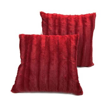 Cheer Collection Faux Fur Throw Pillows - Set of 2 Decorative Couch Pillows - 26" x 26"