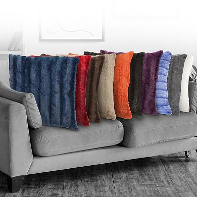 Cheer Collection Set of 2 Decorative Throw Pillows - Reversible Faux Fur to Microplush 20x20 - Very Peri