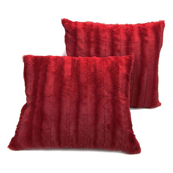 Cheer Collection Faux Fur Pillows - Decorative Throw Pillows for Couch &  Bed - Machine Washable - 20 x 20 - Black (Set of 2)