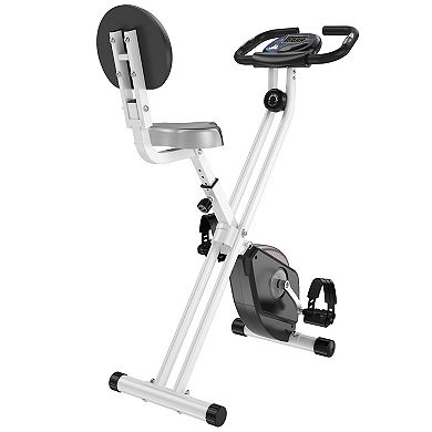 Soozier Foldable Upright Training Exercise Bike Indoor Stationary X Bike with 8 Levels of Magnetic Resistance for Aerobic Exercise Grey