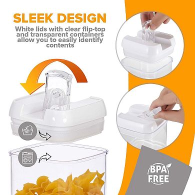 Cheer Collection One Size Airtight Food Storage Containers - Set of 12 IDENTICAL 17 oz Pantry Organizer Bins plus Marker and Labels