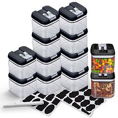 Cheer Collection Set of 8 28oz Airtight Food Storage Containers (Black)