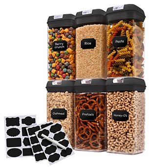 Cheer Collection Airtight Food Storage Containers Set of 6 42oz with Marker and Reusable Labels