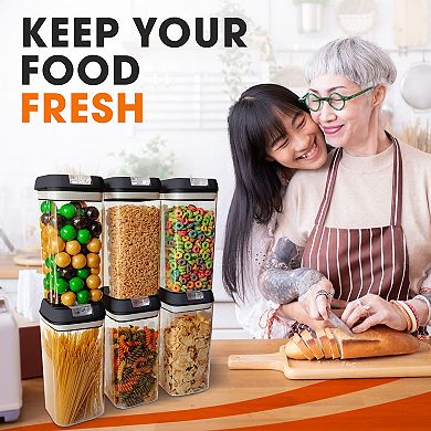 Cheer Collection Airtight Food Storage Containers Set of 6 42oz with Marker and Reusable Labels