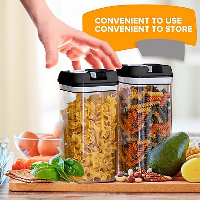 Cheer Collection One Size Airtight Food Storage Containers - Set of 6 IDENTICAL 42 oz Pantry Organizer Bins plus Marker and Labels