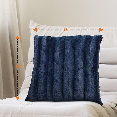 Cheer Collection Set of 2 Faux Fur Throw Pillows 16" x 16"