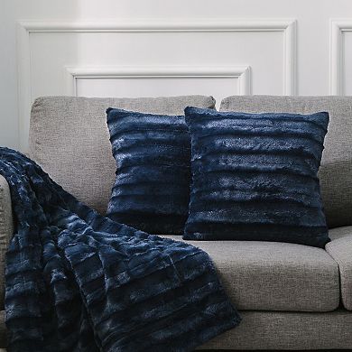 Cheer Collection Set of 2 Faux Fur Throw Pillows 16" x 16"