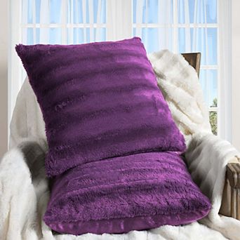 Cheer Collection Set Of 2 Faux Fur Throw Pillows 16" X 16"