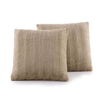 Cheer Collection Set Of 2 Faux Fur Throw Pillows 16" X 16"