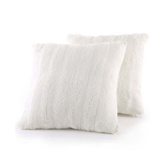 Cheer Collection Set Of 2 Faux Fur Throw Pillows 16" X 16"