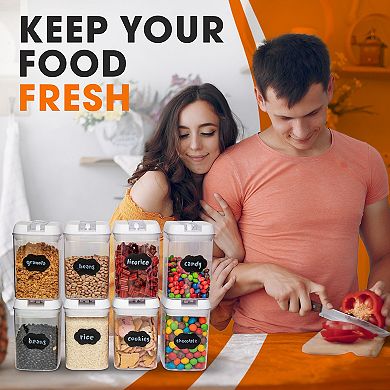 Cheer Collection 28oz Airtight Stackable Food Storage Containers Set of 8 with Marker and Labels