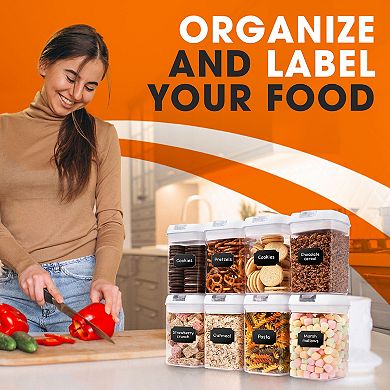 Cheer Collection 28oz Airtight Stackable Food Storage Containers Set of 8 with Marker and Labels