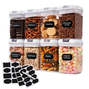 Cheer Collection 28oz Airtight Stackable Food Storage Containers Set of 8 with Marker and Labels