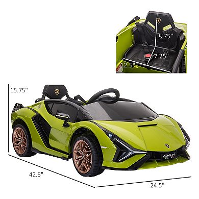 Lamborghini Sian 12v Kids Rechargeable Ride On Car Toy W/ Remote Control, Pink
