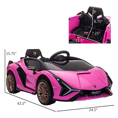 Lamborghini Sian 12v Kids Rechargeable Ride On Car Toy W/ Remote Control, Pink