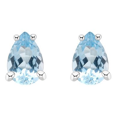 Celebration Gems 14k White Gold Pear Shape Gemstone Stud Earrings