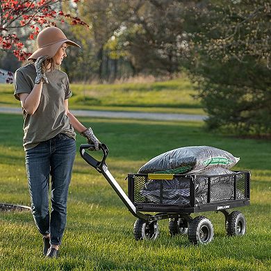 Gorilla Carts Steel Utility Cart Garden Beach Wagon, 900 Pound Capacity, Gray