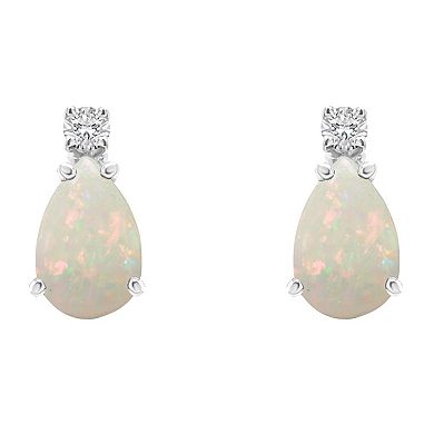 Celebration Gems 14k White Gold Gemstone & Diamond Accent Stud Earrings