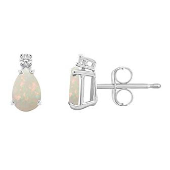 Celebration Gems 14k White Gold Gemstone & Diamond Accent Stud Earrings
