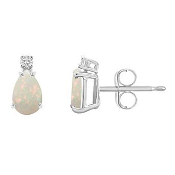 Celebration Gems 14k White Gold Gemstone & Diamond Accent Stud Earrings