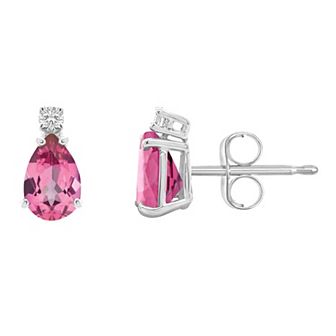 Celebration Gems 14k White Gold Gemstone & Diamond Accent Stud Earrings