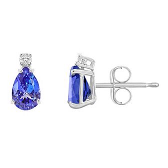 Celebration Gems 14k White Gold Gemstone & Diamond Accent Stud Earrings