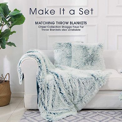 Cheer Collection Shaggy Long Hair Throw Pillows - Super Soft and Plush Faux Fur Accent Pillows - 20 x 20 inches - Set of 2