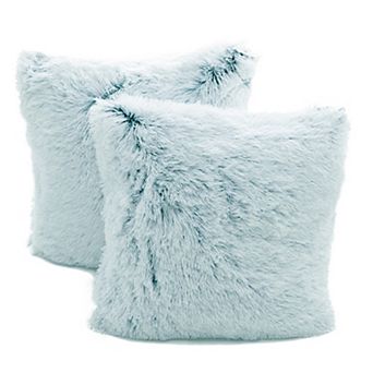 Cheer Collection Shaggy Long Hair Throw Pillows - Super Soft and Plush Faux Fur Accent Pillows - 20 x 20 in - Set of 2
