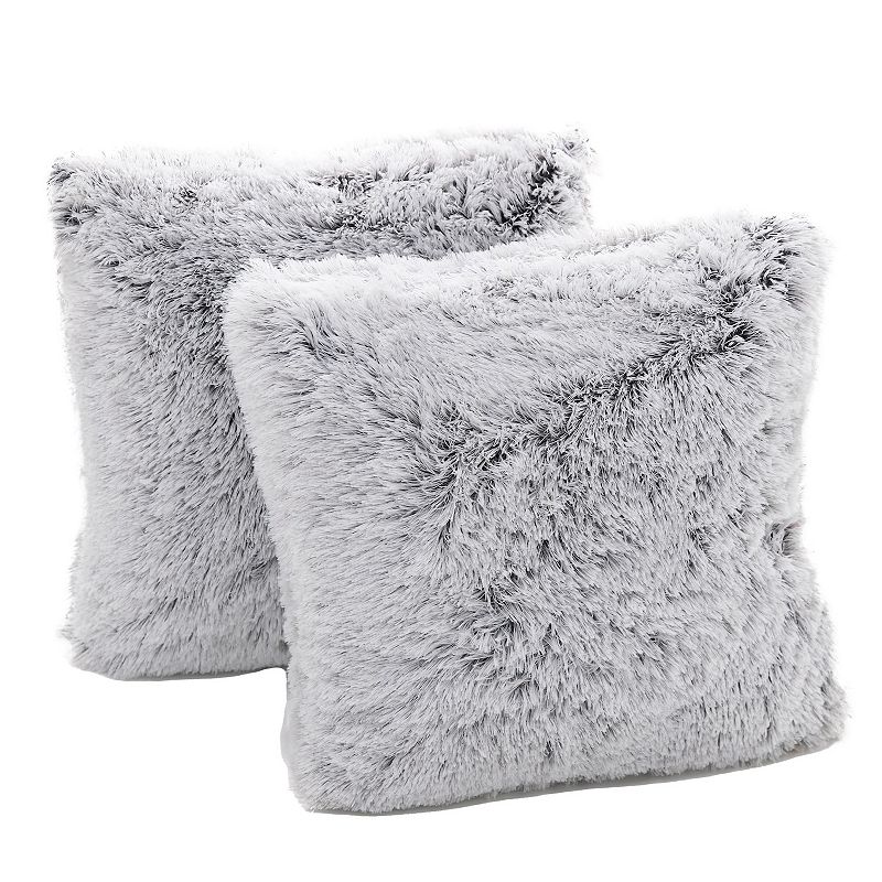 Cheer Collection Set of 2 Decorative White Square Accent Throw Pillows and Insert