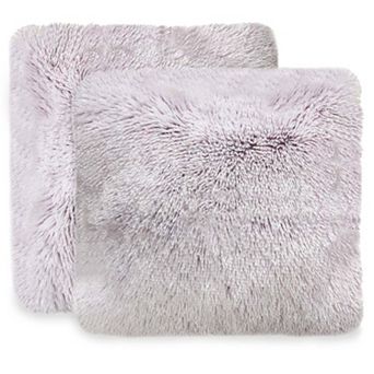 Cheer Collection Shaggy Long Hair Throw Pillows - Super Soft and Plush Faux Fur Accent Pillows - 20 x 20 in - Set of 2