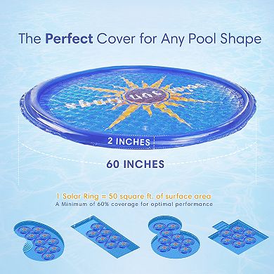 Solar Sun Rings UV Resistant Pool Spa Heater Circular Solar Cover, Blue (9 Pack)