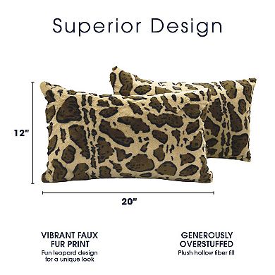 Cheer Collection Set of 2 Leopard Print Throw Pillows - 18x18