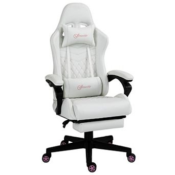 Vinsetto Video Game Chair with Footrest and Pillow, /Pink