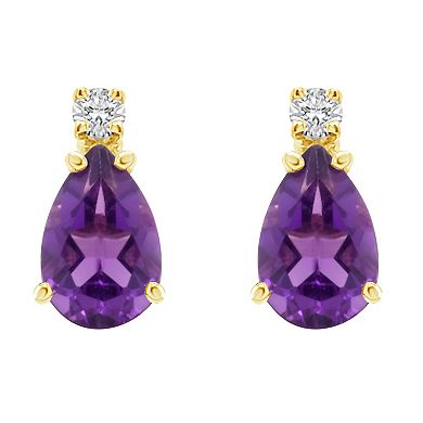 Celebration Gems 14k Gold Gemstone & Diamond Accent Stud Earrings