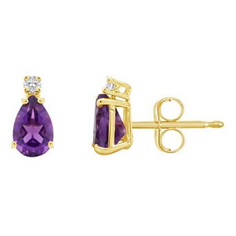 Celebration Gems 14k Gold Gemstone & Diamond Accent Stud Earrings
