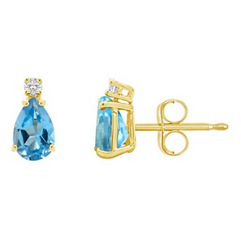 Celebration Gems 14k Gold Gemstone & Diamond Accent Stud Earrings