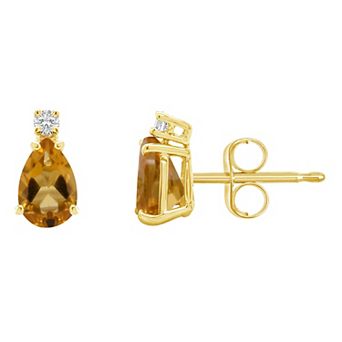 Celebration Gems 14k Gold Gemstone & Diamond Accent Stud Earrings