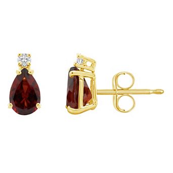 Celebration Gems 14k Gold Gemstone & Diamond Accent Stud Earrings