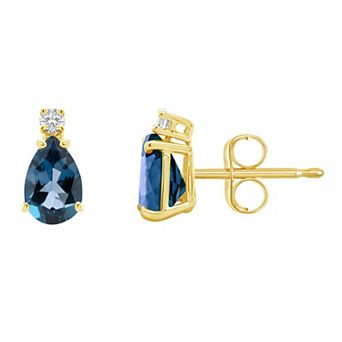 Celebration Gems 14k Gold Gemstone & Diamond Accent Stud Earrings