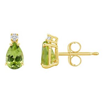 Celebration Gems 14k Gold Gemstone & Diamond Accent Stud Earrings