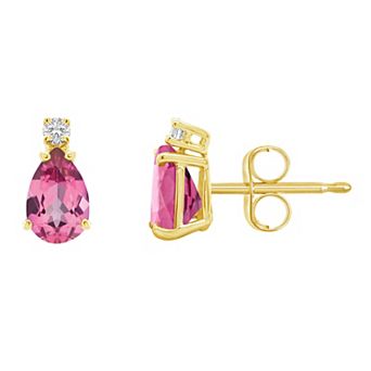Celebration Gems 14k Gold Gemstone & Diamond Accent Stud Earrings