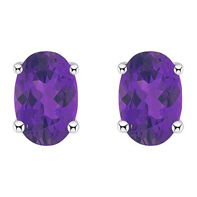 Celebration Gems 14k White Gold Oval Gemstone Stud Earrings