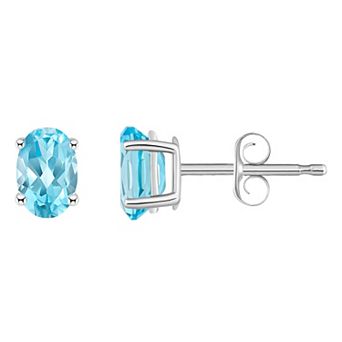 Celebration Gems 14k White Gold Oval Gemstone Stud Earrings