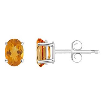 Celebration Gems 14k White Gold Oval Gemstone Stud Earrings