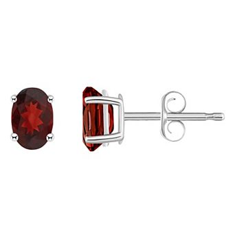 Celebration Gems 14k White Gold Oval Gemstone Stud Earrings