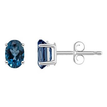 Celebration Gems 14k White Gold Oval Gemstone Stud Earrings