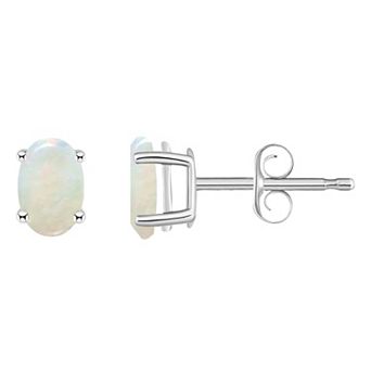 Celebration Gems 14k White Gold Oval Gemstone Stud Earrings