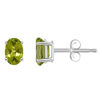 Celebration Gems 14k White Gold Oval Gemstone Stud Earrings