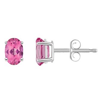 Celebration Gems 14k White Gold Oval Gemstone Stud Earrings