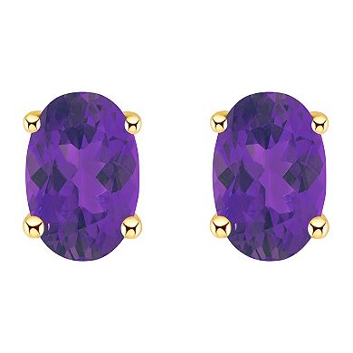 Celebration Gems 14k Gold Oval Gemstone Stud Earrings